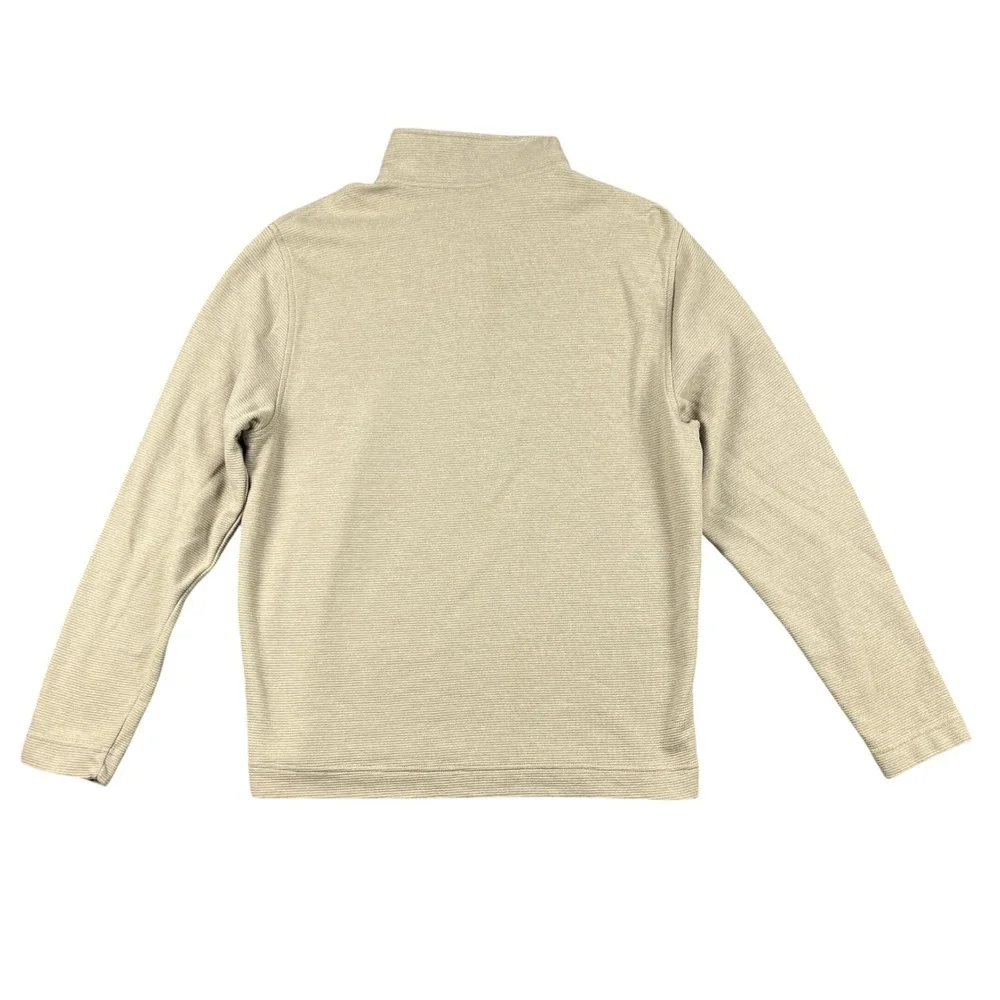 Van Heusen‎ Flex Mens Quarter Zip Pullover Sweater Tan Stripe Size M Vintage Rib